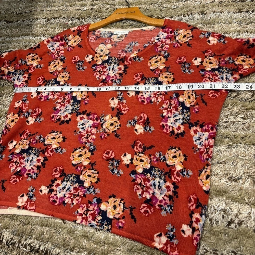 Garnet Hill Signature Eco Merino Wool Floral Boxy Sweater Medium - Picture 9 of 12